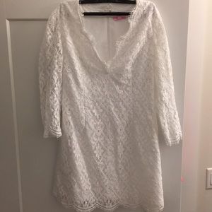 Lilly Pulitzer white lace scalloped-hem dress